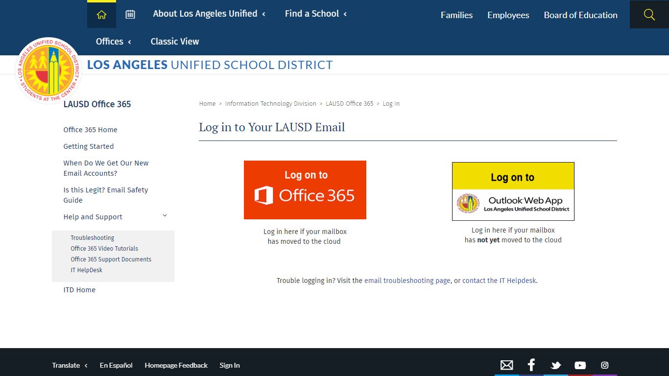 LAUSD Office 365 / Log In - Los Angeles Unified School District